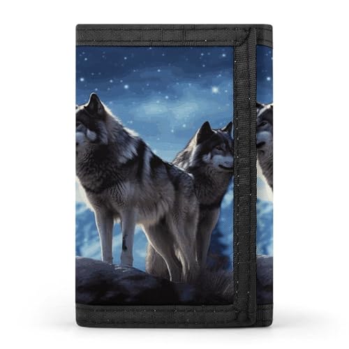 Eekstdbn Wolfs dreifach gefaltete Geldbörse, Kartenetuis und Geldbeutel, dünn, stilvolle Mini-Münztasche mit Reißverschluss, Münzfach, Kredit für Damen und Herren von Eekstdbn