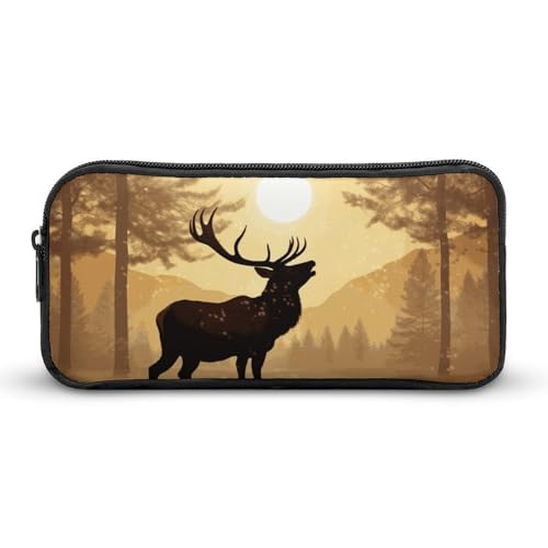 Federmäppchen mit Elch-Kunstwerk, für Büro, Schreibwaren, Organizer, schlicht, robust, Reißverschluss, tragbar, für Büro, Reisen, Mehrzwecktasche von Eekstdbn