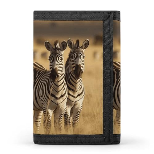 Zebras in The Grass of The Savanna Trifold Wallet, Card Cases And Money Oganizer Thin Stylish Mini Coin Bag with Zipper Coin Pocket Credit for Men And Women von Eekstdbn