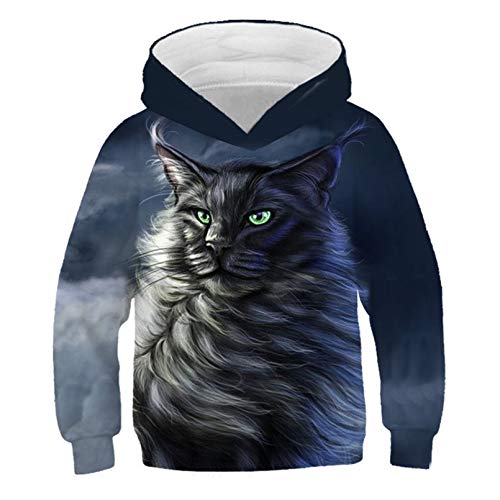 Eenliy Mode Katze Hoodies Teen MäDchen Jungen 3D Gedruckte Kapuzenpullover Kinder Hoodie Loose Pullover Herbst Kinder Streetwear Picture Color13 13T von Eenliy