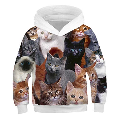 Eenliy Mode Katze Hoodies Teen MäDchen Jungen 3D Gedruckte Kapuzenpullover Kinder Hoodie Loose Pullover Herbst Kinder Streetwear Picture Color14 5T von Eenliy