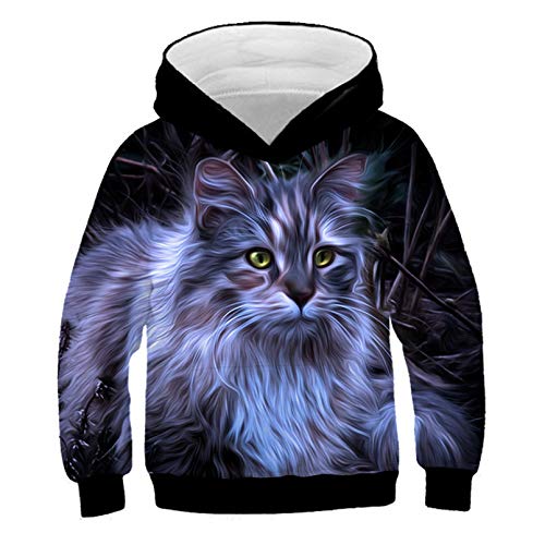 Eenliy Mode Katze Hoodies Teen MäDchen Jungen 3D Gedruckte Kapuzenpullover Kinder Hoodie Loose Pullover Herbst Kinder Streetwear Picture Color3 11T von Eenliy