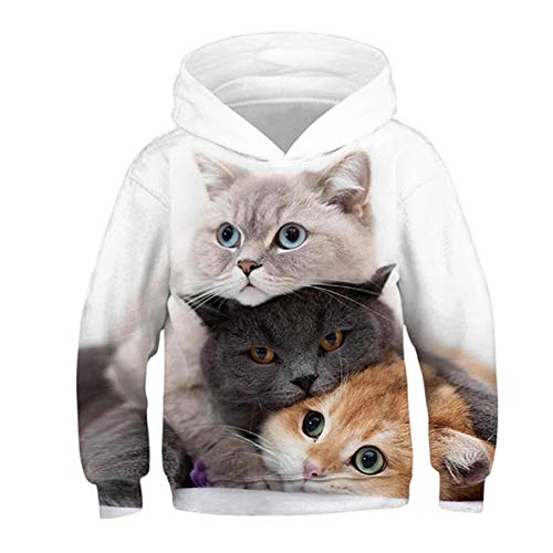 Eenliy Mode Katze Hoodies Teen MäDchen Jungen 3D Gedruckte Kapuzenpullover Kinder Hoodie Loose Pullover Herbst Kinder Streetwear Picture Color 10T von Eenliy