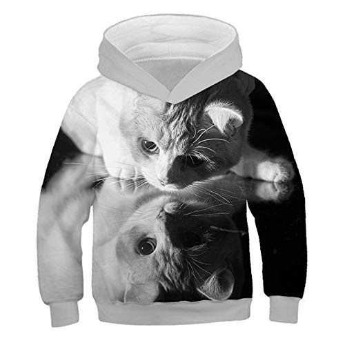 Eenliy Mode Katze Hoodies Teen MäDchen Jungen 3D Gedruckte Kapuzenpullover Kinder Hoodie Loose Pullover Herbst Kinder Streetwear Picture Color6 9T von Eenliy