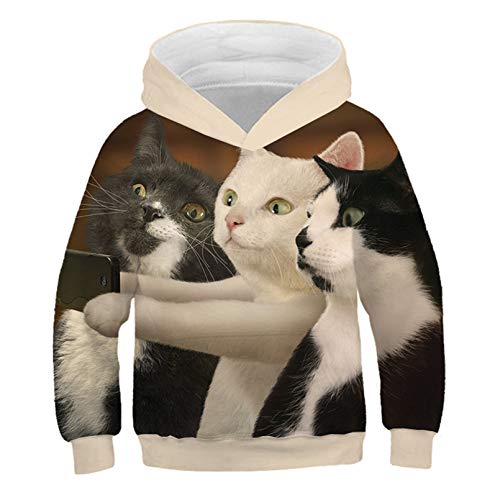 Eenliy Mode Katze Hoodies Teen MäDchen Jungen 3D Gedruckte Kapuzenpullover Kinder Hoodie Loose Pullover Herbst Kinder Streetwear Picture Color7 11T von Eenliy