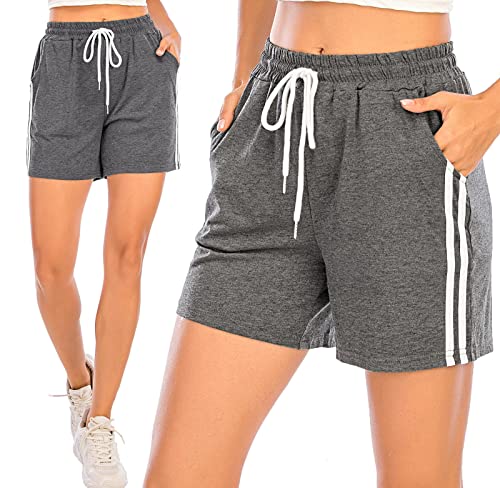 Eennjjooyy Kurze Hose für Damen, Sportshorts mit weißem Band, Fitness, Jogging, Fitnessstudio, Yoga, Hose, Pyjama, Innenbereich, lässig, dehnbar, bequem von Eennjjooyy