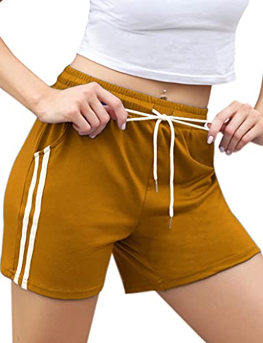 Eennjjooyy Kurze Hose für Damen, Sportshorts mit weißem Band, Fitness, Jogging, Fitnessstudio, Yoga, Hose, Pyjama, Innenbereich, lässig, dehnbar, bequem von Eennjjooyy