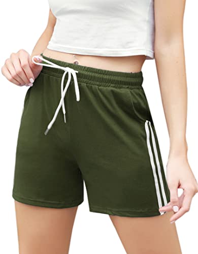 Eennjjooyy Kurze Hose für Damen, Sportshorts mit weißem Band, Fitness, Jogging, Fitnessstudio, Yoga, Hose, Pyjama, Innenbereich, lässig, dehnbar, bequem von Eennjjooyy