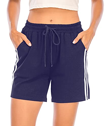 Eennjjooyy Kurze Hose für Damen, Sportshorts mit weißem Band, Fitness, Jogging, Fitnessstudio, Yoga, Hose, Pyjama, Innenbereich, lässig, dehnbar, bequem von Eennjjooyy