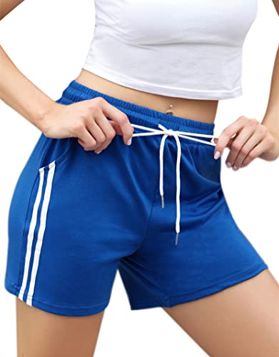 Eennjjooyy Kurze Hose für Damen, Sportshorts mit weißem Band, Fitness, Jogging, Fitnessstudio, Yoga, Hose, Pyjama, Innenbereich, lässig, dehnbar, bequem von Eennjjooyy