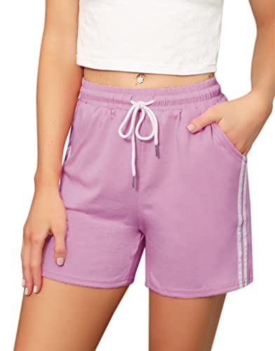 Eennjjooyy Kurze Hose für Damen, Sportshorts mit weißem Band, Fitness, Jogging, Fitnessstudio, Yoga, Hose, Pyjama, Innenbereich, lässig, dehnbar, bequem von Eennjjooyy