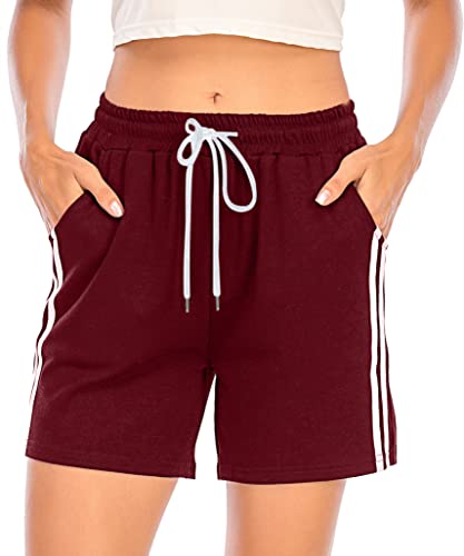 Eennjjooyy Kurze Hose für Damen, Sportshorts mit weißem Band, Fitness, Jogging, Fitnessstudio, Yoga, Hose, Pyjama, Innenbereich, lässig, dehnbar, bequem von Eennjjooyy