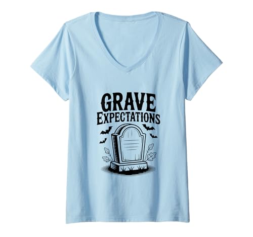 Damen Grab Erwartungen Halloween Grabstein für gruseligen Spaß T-Shirt mit V-Ausschnitt Damen Grab Erwartungen Halloween Grabstein für gruseligen Spaß T-Shirt mit V-Ausschnitt von Eerie Apparel for Halloween Enthusiasts and Party
