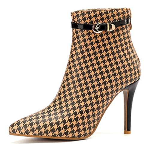 Eestfy Damen Hahnentritt Stiefeletten Stiletto Absatz Spitz Rückseitiger Reißverschluss Mode Stiefeletten Für Hochzeitsempfang Und Abendausgang Glänzend,Braun,43 EU Eestfy Damen Hahnentritt Stiefeletten Stiletto Absatz Spitz Rückseitiger Reißverschluss Mode Stiefeletten Für Hochzeitsempfang Und Abendausgang Glänzend,Braun,43 EU von Eestfy