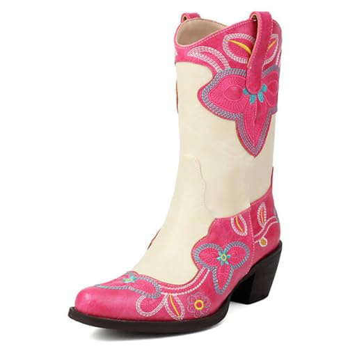 Eestfy Damen Western Cowboy Stiefel Mid Calf Gestickte Cowgirl Schuhe Rundzeh Modische Cowgirl Stiefel Für Tägliches Tragen Und Outdoor,Rosa,44 EU Eestfy Damen Western Cowboy Stiefel Mid Calf Gestickte Cowgirl Schuhe Rundzeh Modische Cowgirl Stiefel Für Tägliches Tragen Und Outdoor,Rosa,44 EU von Eestfy