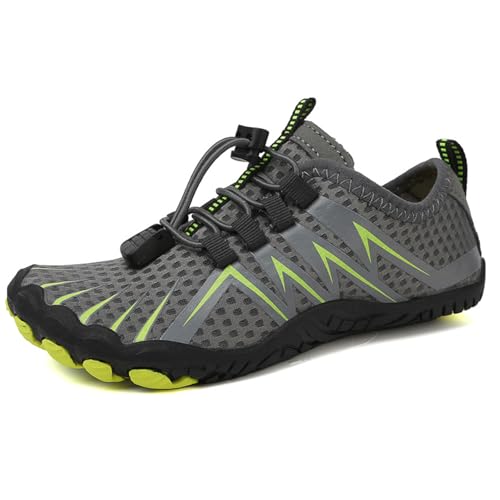 Eestfy Leichte Wasserschuhe Für Männer Frauen Schnelltrocknendes Mesh Mit Zugverschluss Barfuß Gefühl Aqua Socken Für Angeln Wandern Strandspaziergang,Grau,46 EU von Eestfy