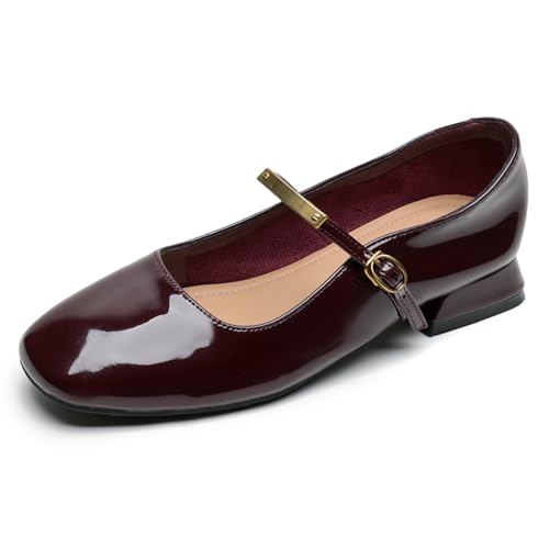 Eestfy Mary Jane Pumps Damen Flats Casual Schlupf Abendschuhe Adjustabler Schnallenriemen Quadratische Zeh Niedriger Absatz Design für Büro & Casual Tragen,Burgundy,42 EU Eestfy Mary Jane Pumps Damen Flats Casual Schlupf Abendschuhe Adjustabler Schnallenriemen Quadratische Zeh Niedriger Absatz Design für Büro & Casual Tragen,Burgundy,42 EU von Eestfy