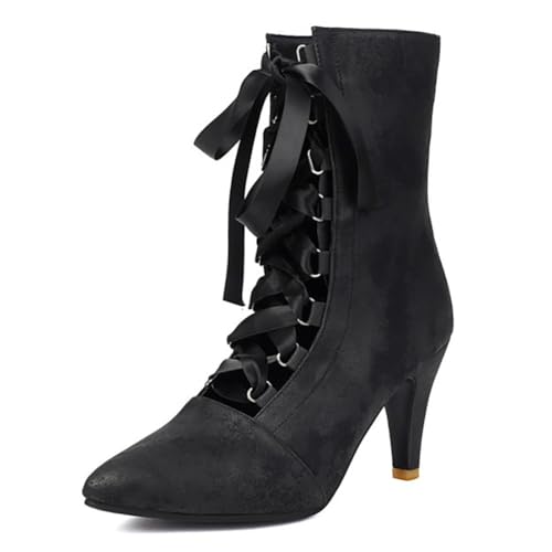 Eestfy Stiefel Damen Wildleder Mid Calf Spitze Zeh Stiletto Absatz Abend Kleider Stiefel für Empfang Schnürung Ausgeschnitten Knöchelstiefel Atmungsaktiv für Frühling Herbst,Schwarz,40 EU Eestfy Stiefel Damen Wildleder Mid Calf Spitze Zeh Stiletto Absatz Abend Kleider Stiefel für Empfang Schnürung Ausgeschnitten Knöchelstiefel Atmungsaktiv für Frühling Herbst,Schwarz,40 EU von Eestfy