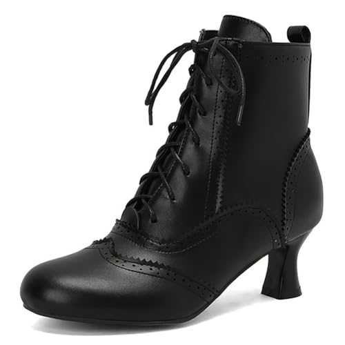 Eestfy Stiefelette Damen Viktorianischer Stil Seitlicher Reißverschluss Mittlerer Absatz Schnürung Runde Zeh Kurze Stiefel Retro Brogue Muster für Winter & Gothische,Schwarz,44 EU Eestfy Stiefelette Damen Viktorianischer Stil Seitlicher Reißverschluss Mittlerer Absatz Schnürung Runde Zeh Kurze Stiefel Retro Brogue Muster für Winter & Gothische,Schwarz,44 EU von Eestfy