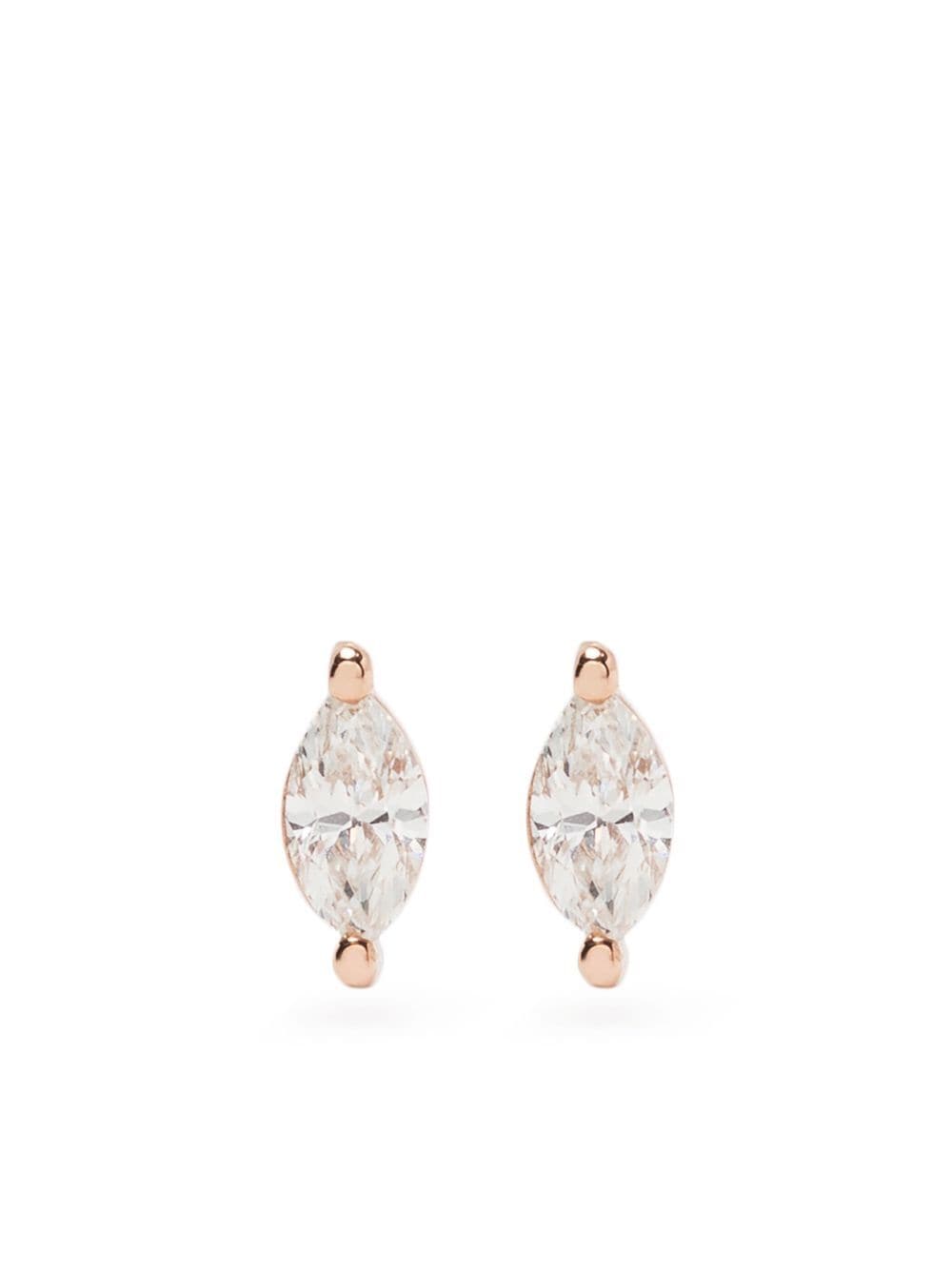 Ef Collection 14kt Rotgoldohrstecker mit Diamant im Marquiseschliff - Rosa von Ef Collection