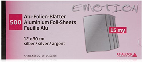 Efalock Professional Alufolien-Blätter, silber, 1er Pack, (1x 500 Stück) von Efalock