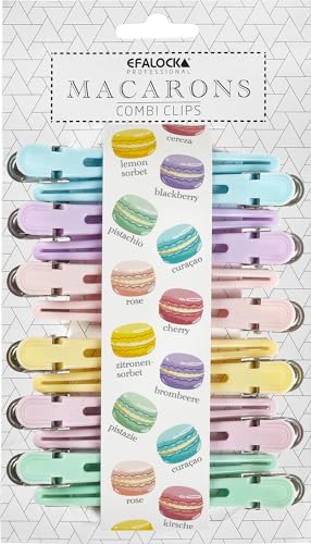 Efalock Macarons Combi Clip Pastell sortiert - Haarspange - 12 Stück - Frauen, die ihre Haare stylen - Frauen - Casual - Edelstahl, Kunststoff, Aluminium - Schnappverschluss von Efalock