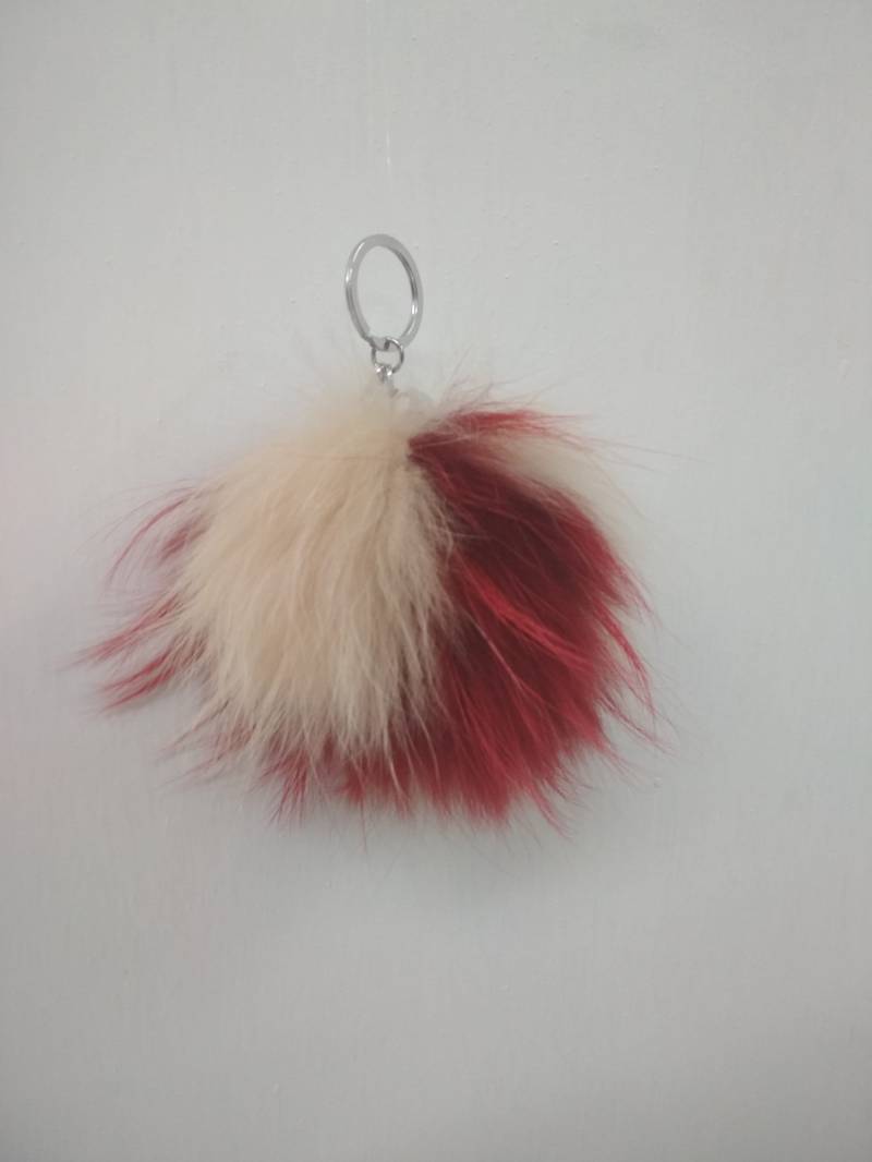 Pelz Pon Schlüsselanhänger Zubehör Biege Rote Farbe von EfdiFursGR