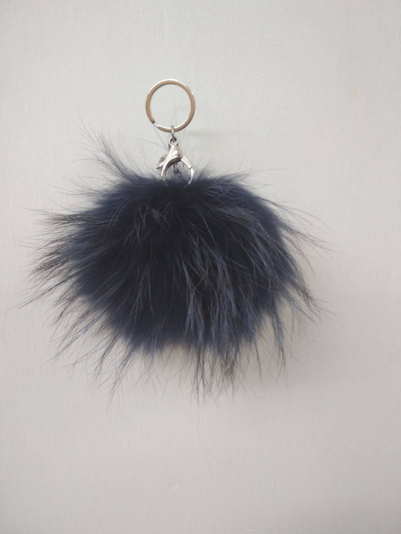 Pelz Pon Schlüsselanhänger Accessoires Dunkelblaue Farbe Pelz Pon Schlüsselanhänger Accessoires Dunkelblaue Farbe von EfdiFursGR