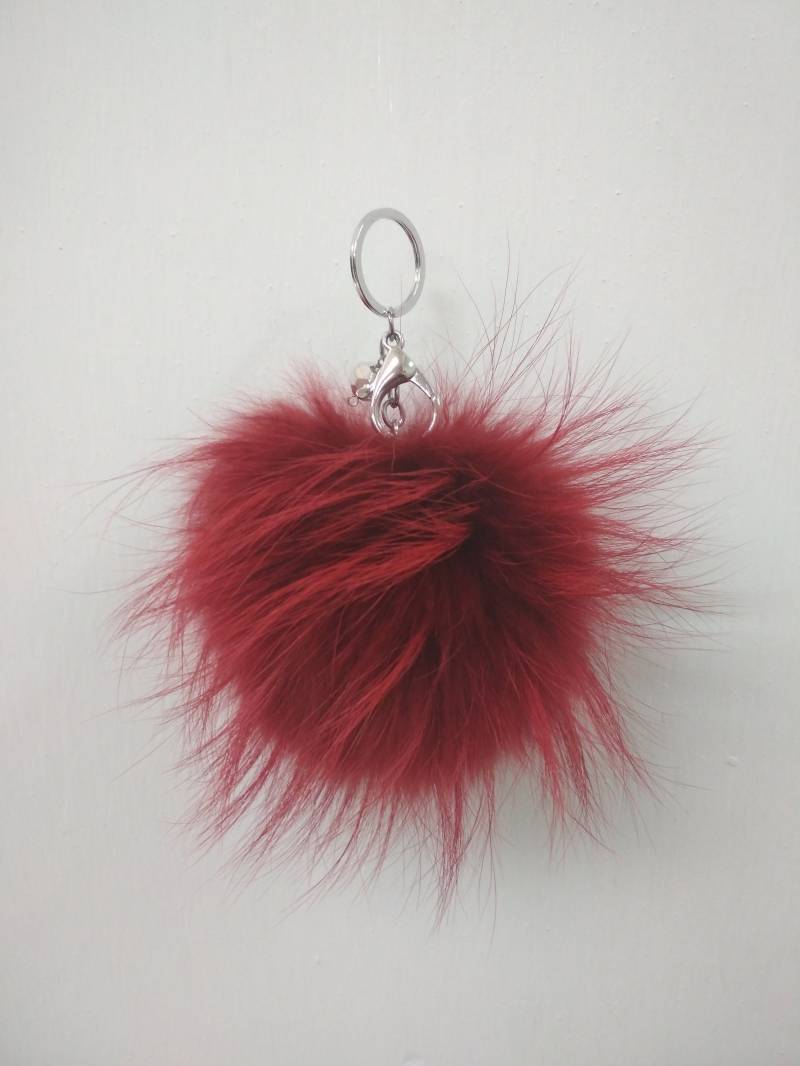Pelz Pon Schlüsselanhänger Accessoires Farbe Rot Pelz Pon Schlüsselanhänger Accessoires Farbe Rot von EfdiFursGR