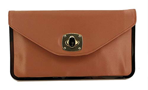 Eferri Damen Bolso Solapa Clutch Partytasche mit Revers, orange von Eferri