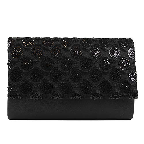 Eferri Damen Bolso de Fiesta Con Solapa Geldbeutel, Schwarz (Negro 1) von Eferri