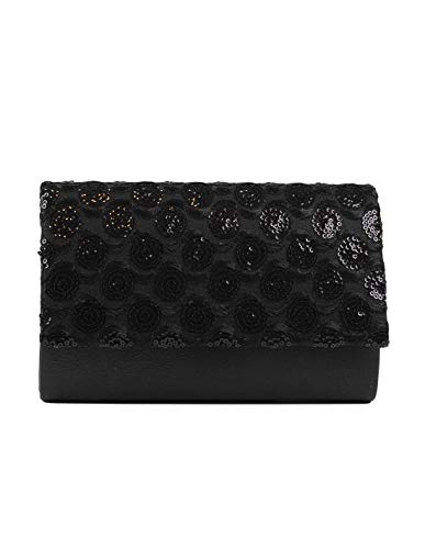 Eferri Damen Bolso de Fiesta Con Solapa Geldbeutel, Schwarz (Negro 1) von Eferri