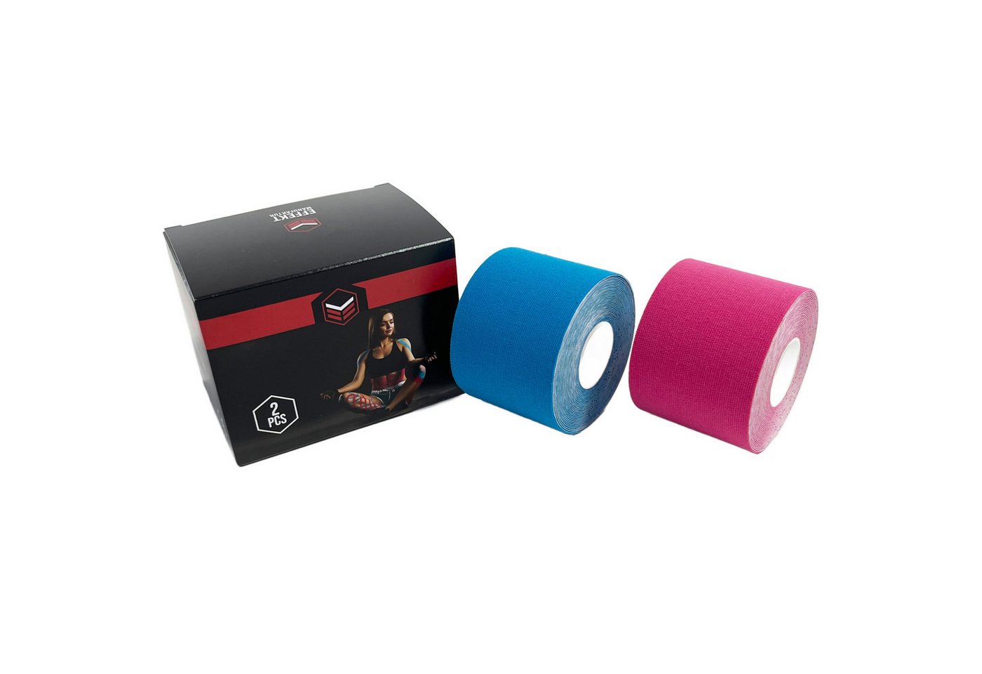 Effekt Manufaktur Kinesiologie-Tape - 2 Rollen – 500 x 5 cm – Kinesiotape in blau und pink (2-St) 50-60 % Dehnbarkeit von Effekt Manufaktur