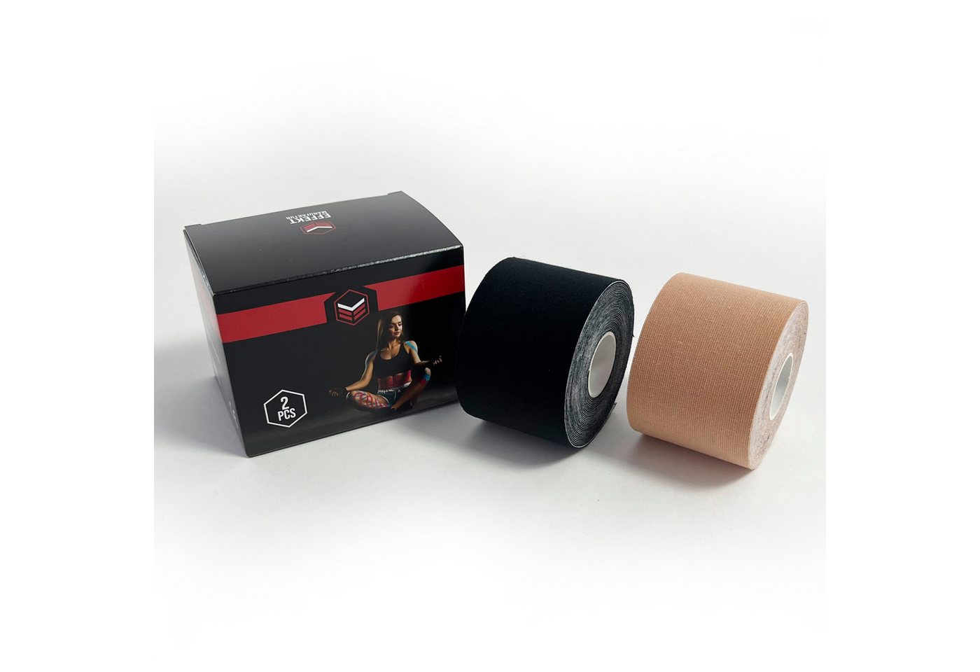 Effekt Manufaktur Kinesiologie-Tape - 2 Rollen – 500 x 5 cm – in schwarz und beige (2-St) 50-60 % Dehnbarkeit von Effekt Manufaktur