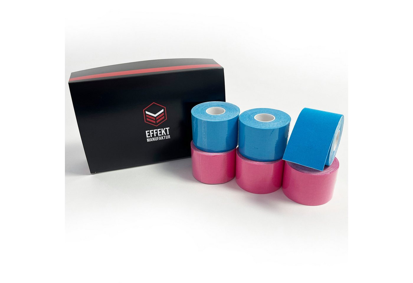 Effekt Manufaktur Kinesiologie-Tape - 6 Rollen – 500 x 5 cm – Kinesiotape in blau und pink (6-St) 50-60 % Dehnfähigkeit von Effekt Manufaktur