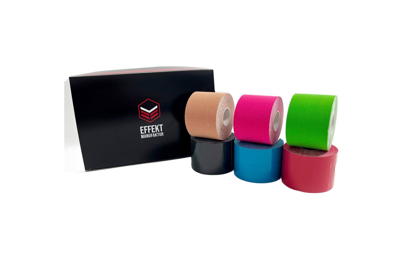 Effekt Manufaktur Kinesiologie-Tape - 6 Rollen – 500 x 5 cm – Kinesiotape in mehreren Farben (6-St) 50-60 % Dehnbarkeit von Effekt Manufaktur