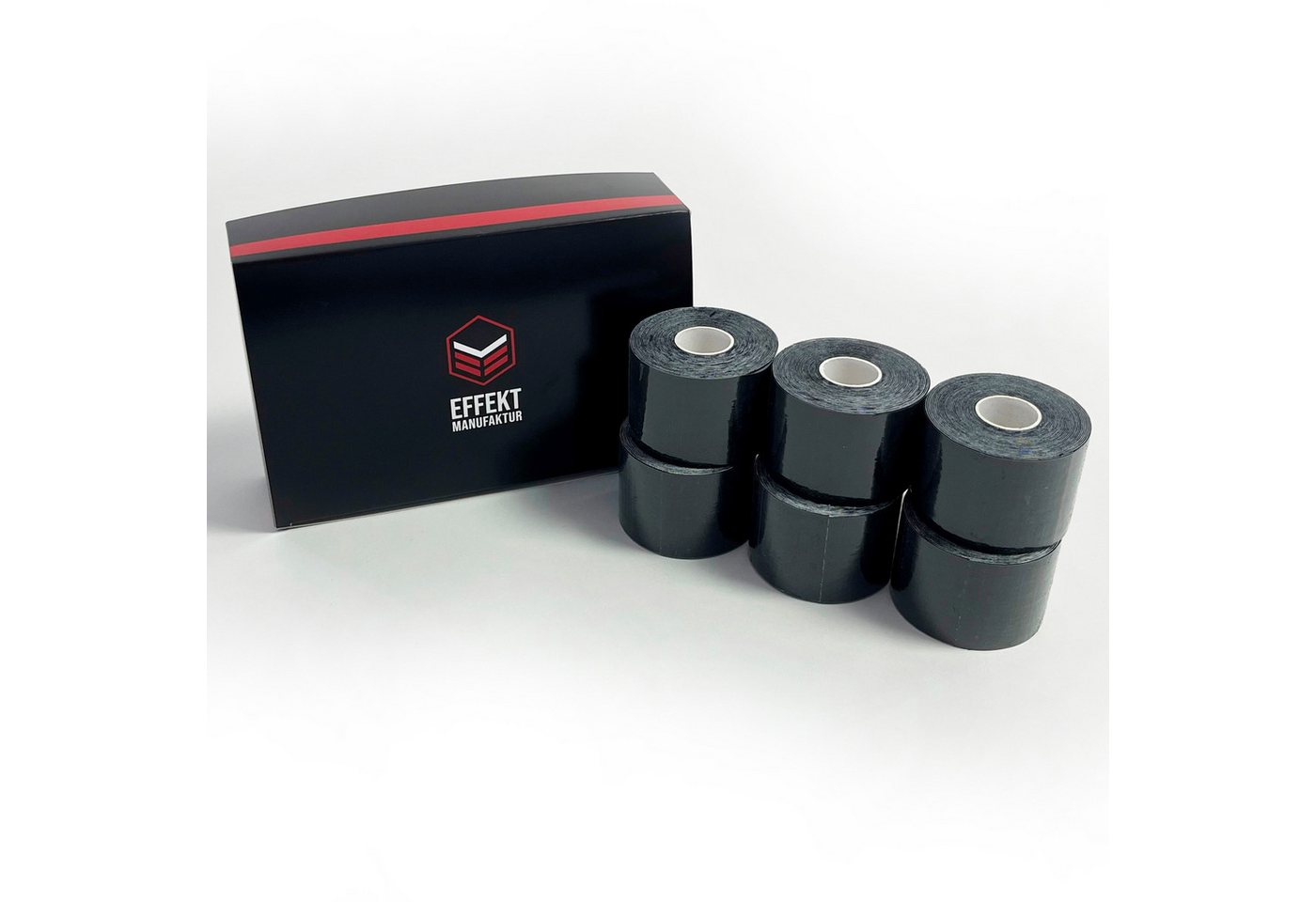 Effekt Manufaktur Kinesiologie-Tape - 6 Rollen – 500 x 5 cm – Kinesiotape in schwarz (6-St) 50-60 % Dehnbarkeit von Effekt Manufaktur