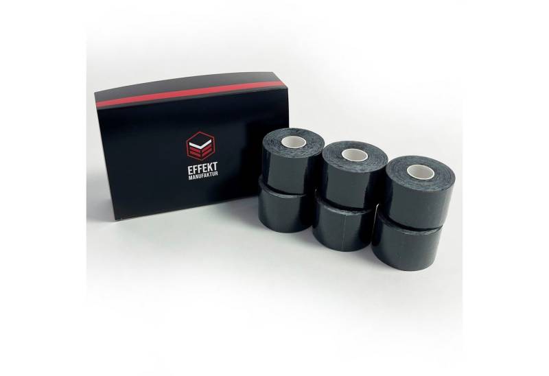 Effekt Manufaktur Kinesiologie-Tape - 6 Rollen – 500 x 5 cm – Kinesiotape in schwarz (6-St) 50-60 % Dehnbarkeit von Effekt Manufaktur
