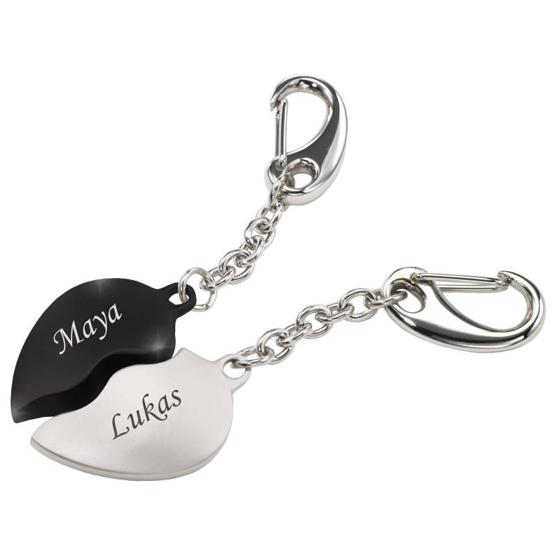 Partnerschlüsselanhänger Set Herz Schwarz Und Farbe Mit Gravur von EffektGravur
