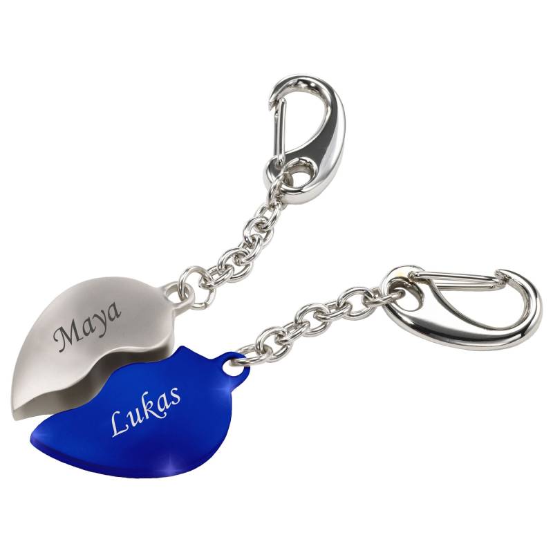 Partnerschlüsselanhänger Set Herz Silber Und Farbe Mit Gravur von EffektGravur