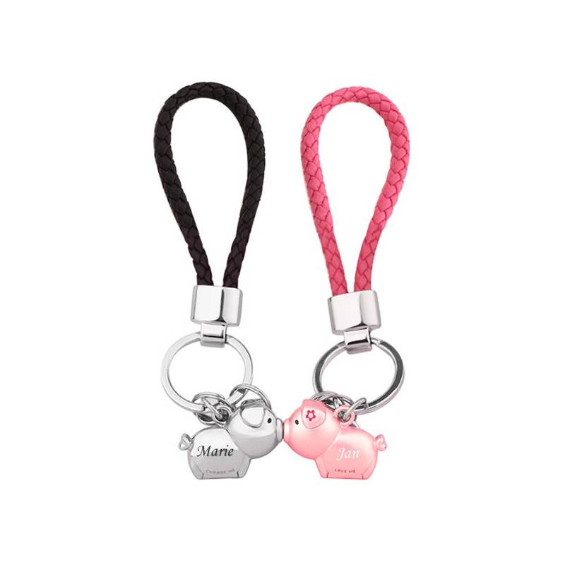 Set Partnerschlüsselanhänger Piggi Love M. Gravur von EffektGravur