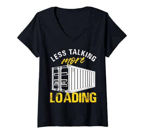 Damen Weniger Sprechen, mehr Ladedesign T-Shirt mit V-Ausschnitt Damen Weniger Sprechen, mehr Ladedesign T-Shirt mit V-Ausschnitt von Efficient Loading Co.