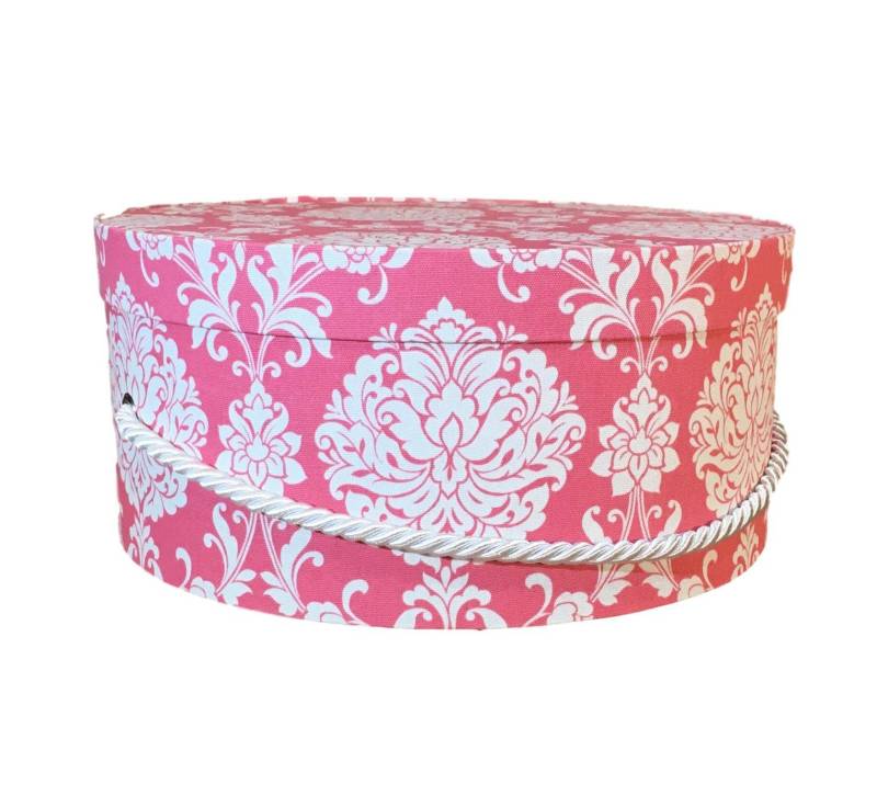 14 "x7" Hutschachtel in Rosa/Koralle Damast Stoff 14 "x7" Hutschachtel in Rosa/Koralle Damast Stoff von EffieLoraineHatBoxes
