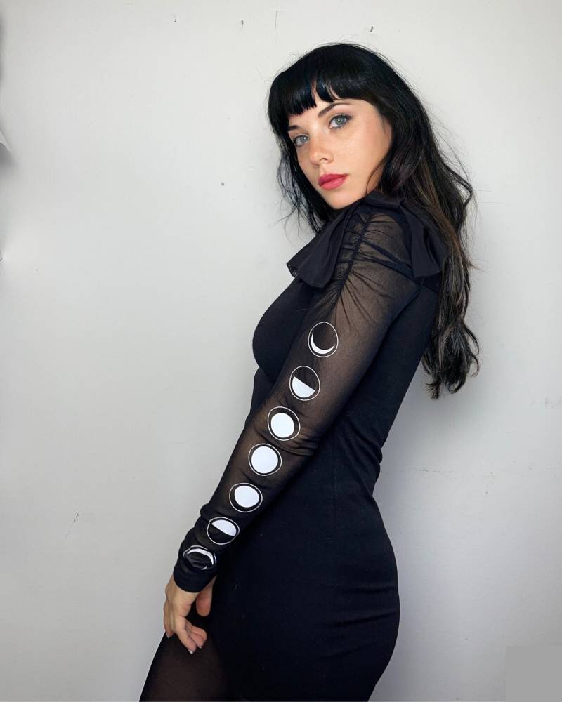 Mond Phase Kleid, Witchy Schwarz Minikleid, Hexe Kleidung, Goth Gothic Grunge Fairycore Celestial Mond Phase Kleid, Witchy Schwarz Minikleid, Hexe Kleidung, Goth Gothic Grunge Fairycore Celestial von Effimere