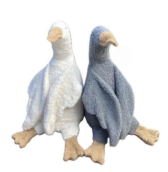 Efie 2er Set Bio-Kuscheltier Gänse groß, weiß + grau – Bio Baumwolle (KBA), recycelte Füllung, waschbar & Allergiker geeignet – nachhaltig & handgefertigt – Made in Germany von Efie