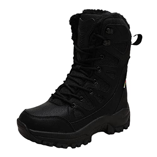 Militärstiefel Herren Winterstiefel Plus Plüsch Wüstenstiefel Herren Schneestiefel High Top Warme Winterschuhe Schwarz 42 von Efloorcoration