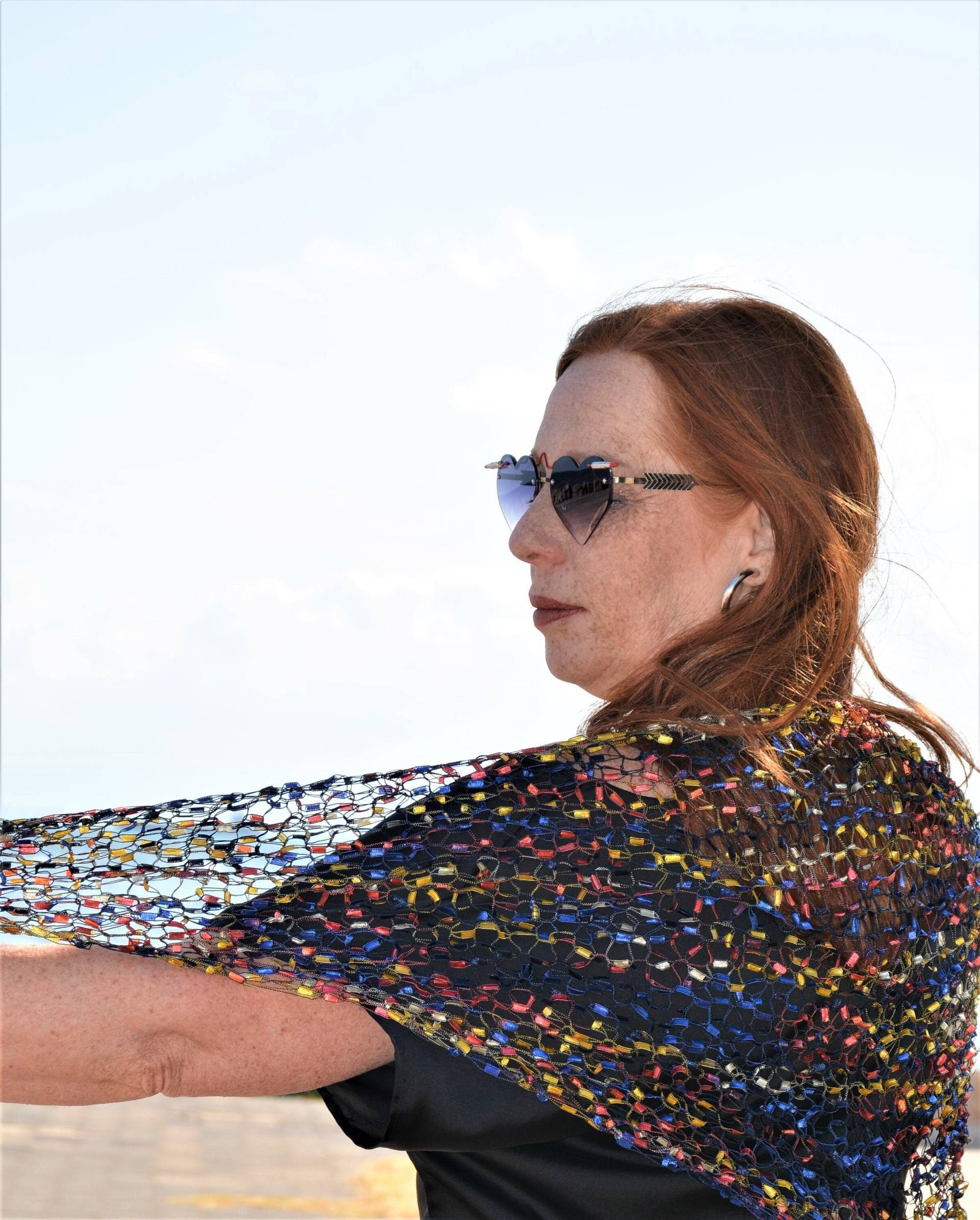 Handgestrickter Dreifarbiger Schal Aus Leitergarn von EfratKnit