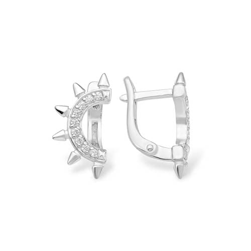 Ohrringe Creole Sterling Silber Zirkonia Steine Ohrschmuck Echtschmuck Markenschmuck von Efremov