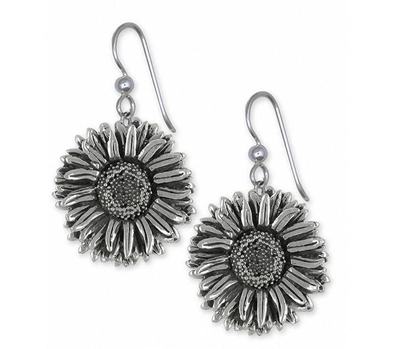 Aster Ohrringe Schmuck Sterling Silber Handgemachte Blumen Ast1-E von Efsterling