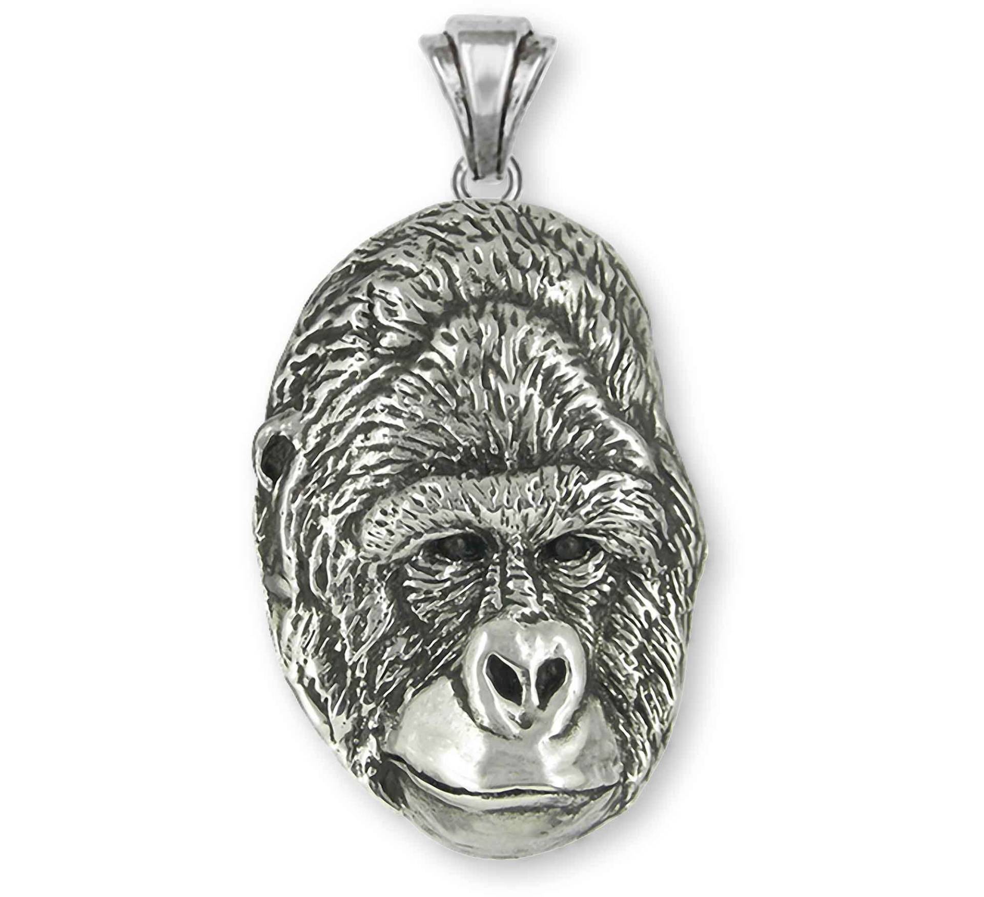 Berggorilla Schmuck Sterling Silber Handgemacht Gorilla Anhänger Grl1-P von Efsterling